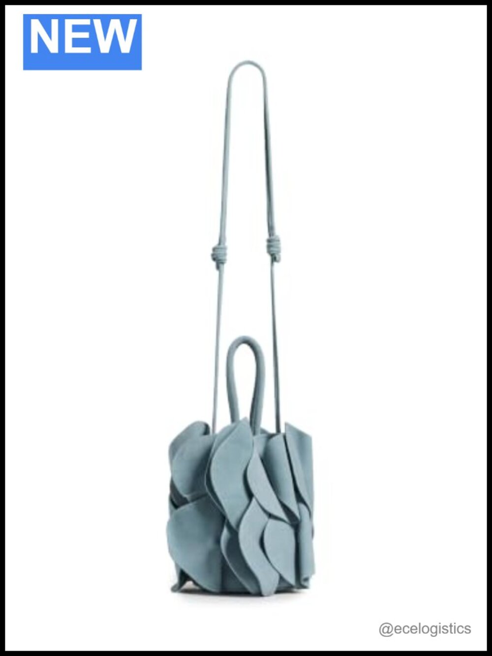 Suede Floral Applique Bucket Bag with Optional Strap